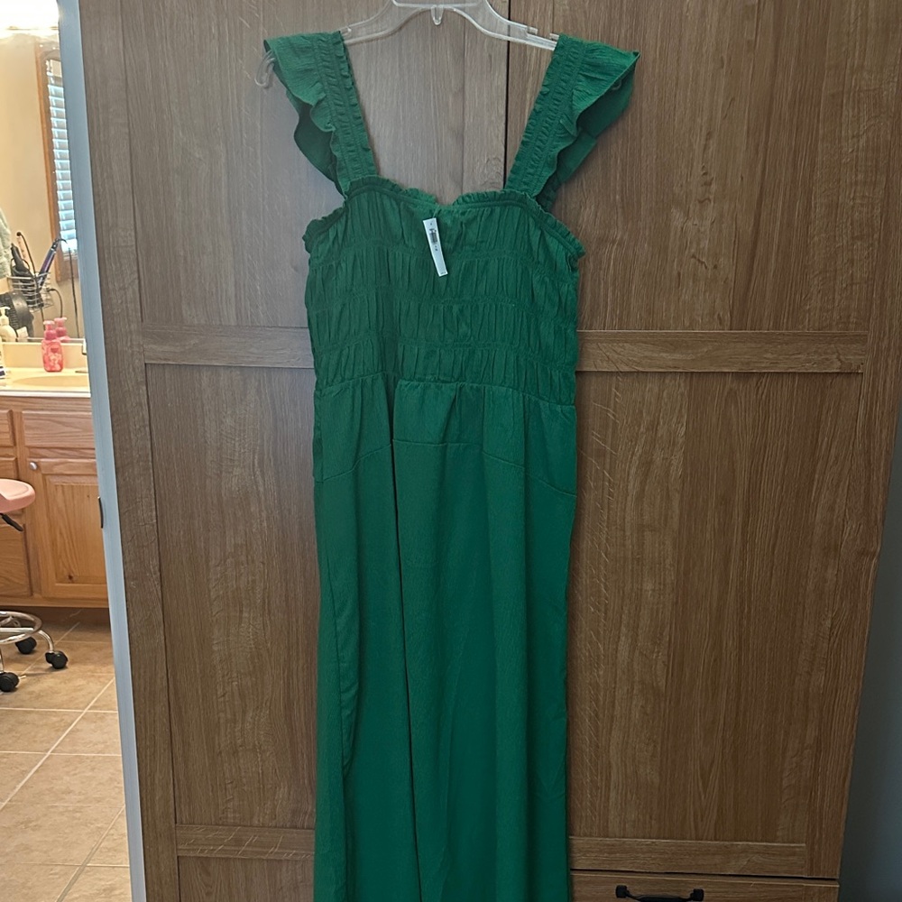 Green Ruffled Maxi Dress